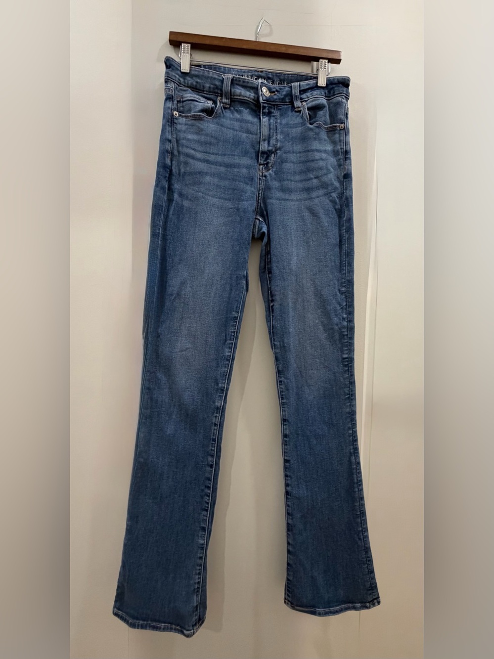 American Eagle High Rise Skinny Kick Women Jeans - Blue Wash SZ 10 X-Long